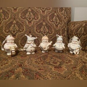 Lenox vintage 2004 Holiday Snowman Ornament Set - Ivory porcelain